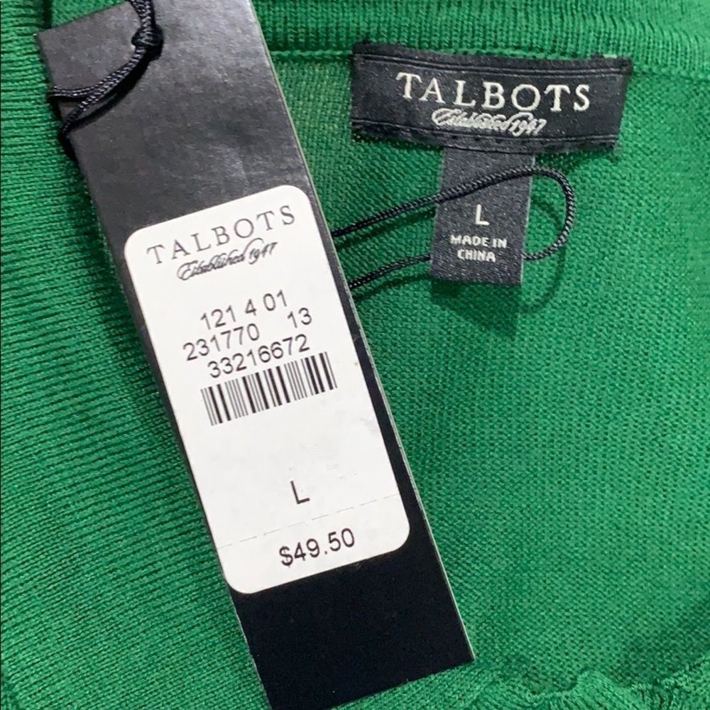 NWT Talbots Women’s Green Stretch Polo Shirt Size Large - Picture 4 of 6